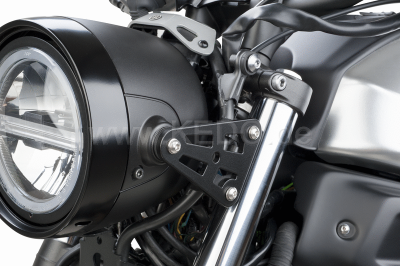 Kedo Head Light Bracket Set NEO-CNC  replace the original thick brackets  incl 8mm mount for mini indicators  stainless steel black coated | 33115