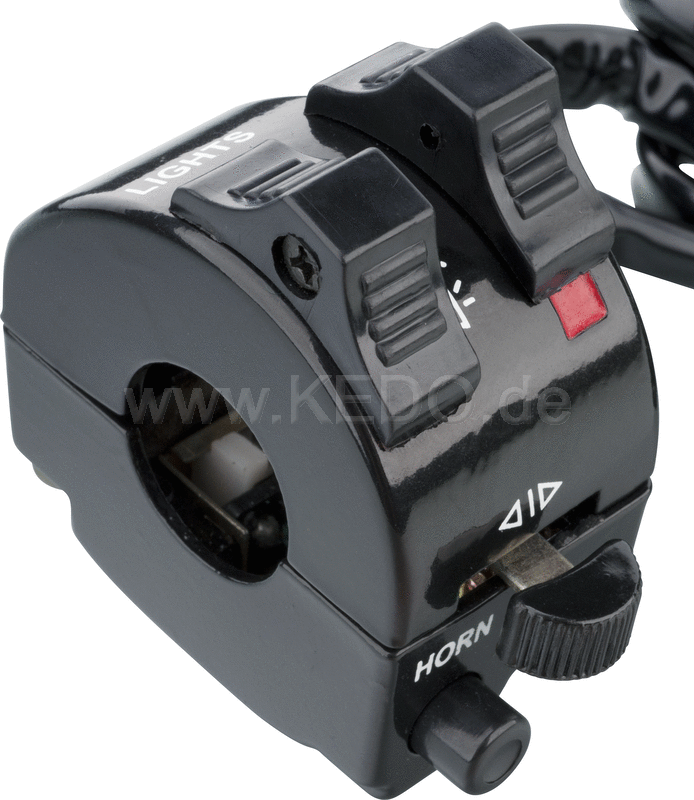 Kedo Handlebar switch Yamaha Style 'Slim' (Lights ON / OFF  HI / LO  horn  turn  Width 35mm) PlugAndRide - Ready for Connected Wiring Loom # 40107 | 40394