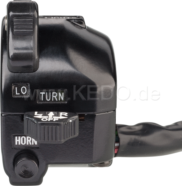 Kedo Handlebar switch Yamaha Style 'Classic' (Lights HI / LO  horn  indicators  like Housing SR OEM) including connectors and wiring diagram. | 40461