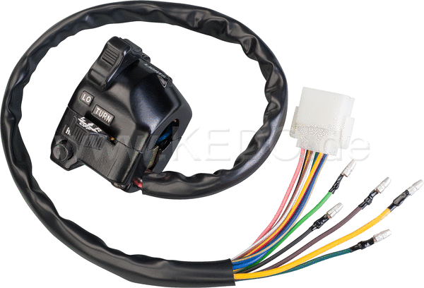 Kedo Handlebar switch Yamaha Style 'Classic' (Lights HI / LO  horn  indicators  like Housing SR OEM) including connectors and wiring diagram. | 40461