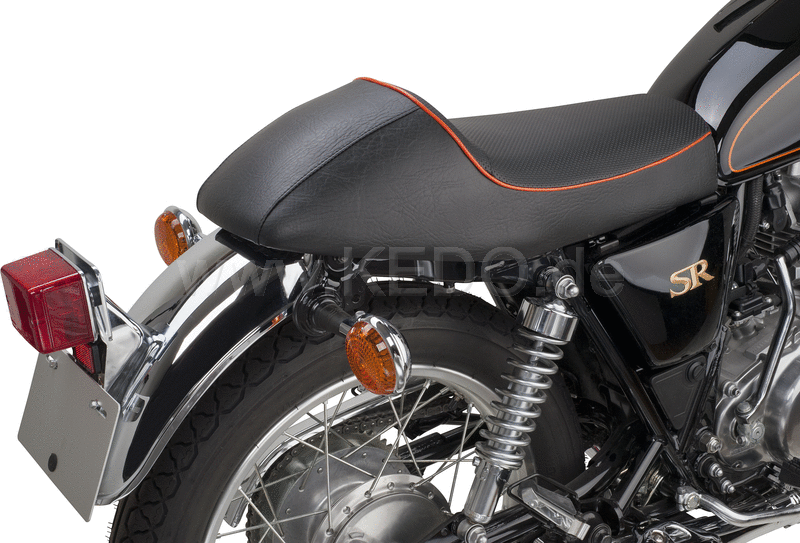 Kedo Seat 'Classic Racer'  black with orange piping  including rear brackets. | 40510