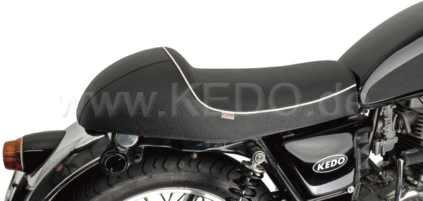 Kedo Seat 'Classic Racer'  Black with White Piping  including rear brackets. | 40561