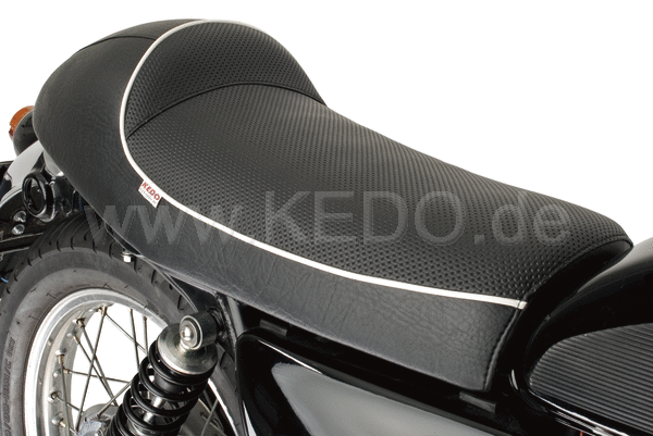 Kedo Seat 'Classic Racer'  Black with White Piping  including rear brackets. | 40561