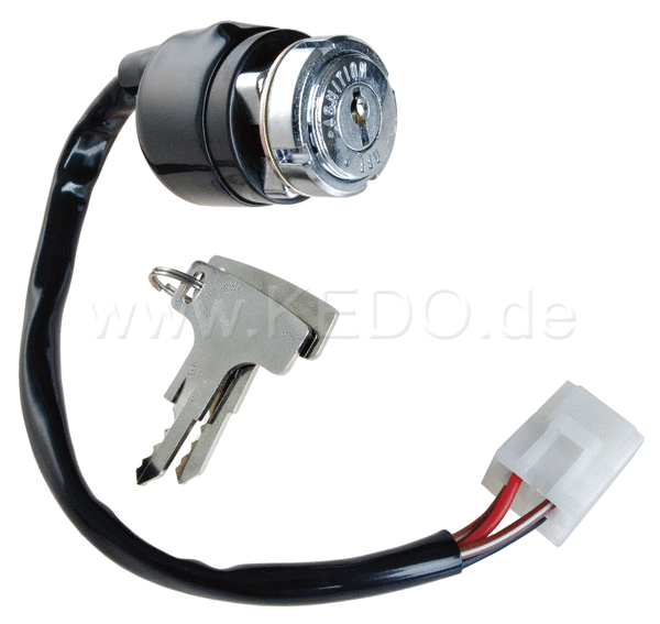 Kedo Café Racer Main switch  small size  diam.38mm / length 50mm  4-way plug + connectors and layout | 40585