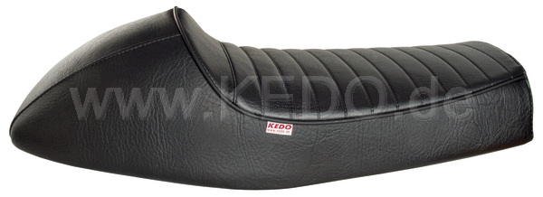 Kedo Seat 'Classic Racer'  Black with Ribbed Seat Cover and Black Piping  including rear brackets. | 40592