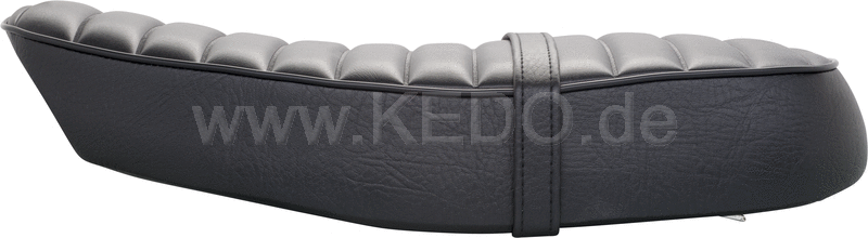 Kedo Seat 'Ultra Classic'  ribbed black cover  black piping  ready-to-mount  including rear bracket 27153  length 55cm  incl passenger seat strap. | 40847