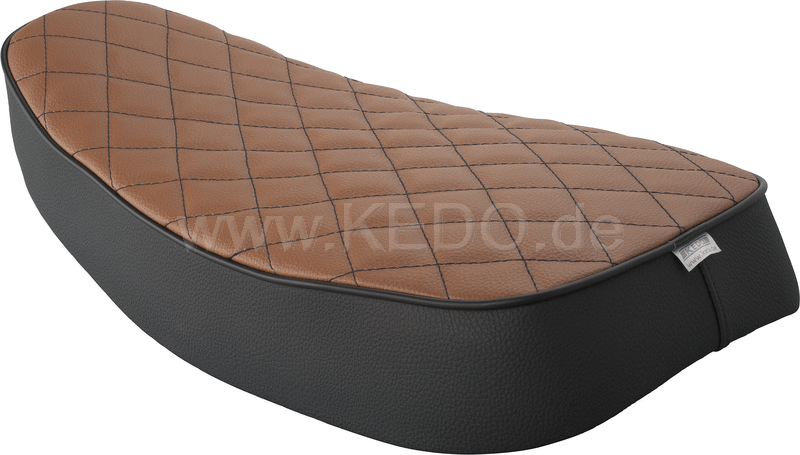 Kedo Comfort Seat Heritage  black / brown top with hand sewn diamond pattern  ready-to-mount  including rear bracket 27153  length 55cm | 40907
