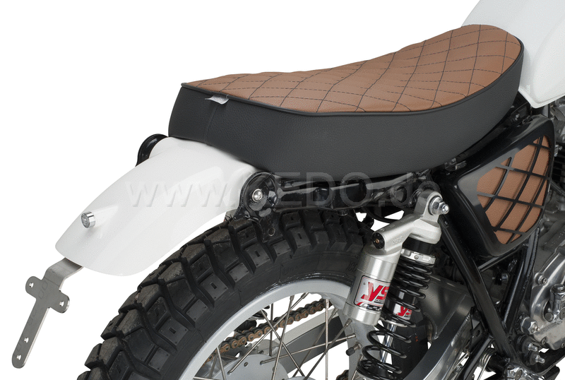 Kedo Comfort Seat Heritage  black / brown top with hand sewn diamond pattern  ready-to-mount  including rear bracket 27153  length 55cm | 40907