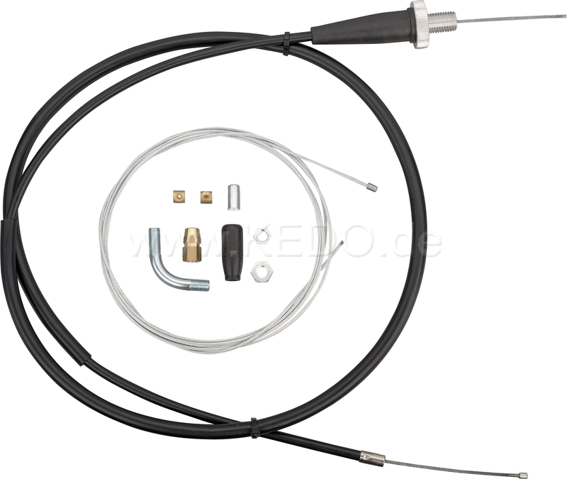 Kedo Throttle Cable Kit 'Do-It-Yourself' (100 ° Redirection Pipe with Adjuster  Sleeve with Adjuster  2x Inner Cable  2x Soldering Nipple  1x End Cap) | 41184