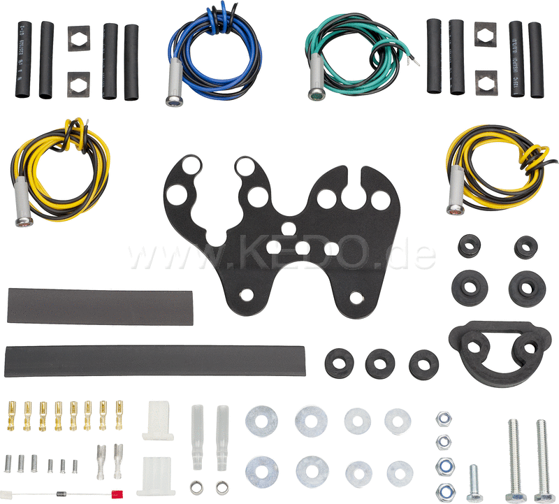 Kedo Speedometer Bracket  stainless steel powder-coated  suitable for misc. 60mm universal and Velona speedos  incl. 4 LED pilot lights  suitable for 6 + 12V | 41311-1