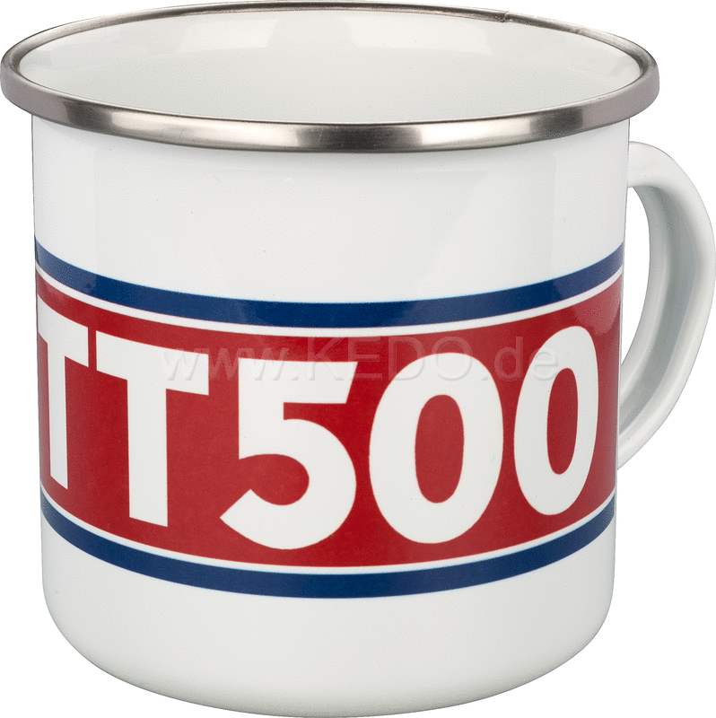 Kedo Nostalgia Cup 'TT500'  300ml  white / red / blue in gift box  enamel with metal edge (handwashing recommended) | 41479