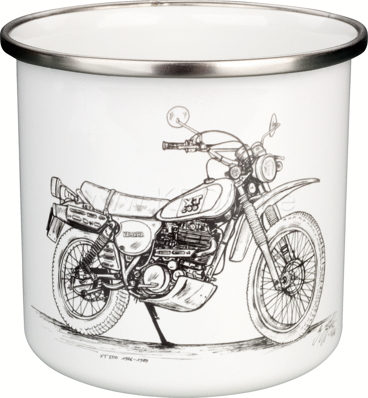 Kedo Nostalgia Mug 'XT500' stylized b / w drawing  approx. 300ml  enamel with metal rim (hand wash recommended)  in a gift box | 41577