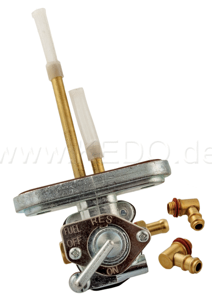 Kedo Fuel petcock without Low Pressure Terminal  ON / OFF / RES  Reversible Fuel Terminal (180 ° / 90 ° for 6mm Fuel Line) | 50047