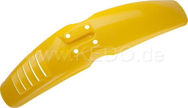 Kedo Replica Front Fender 'Export'  'Competition Yellow'  with venting slots (OEM mounting holes for easy installation) | 50064