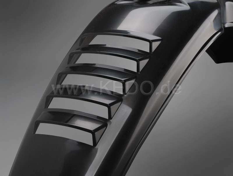 Kedo Replica Front Fender 'Export'  Black  with venting slots (OEM mounting holes for easy installation) | 50066