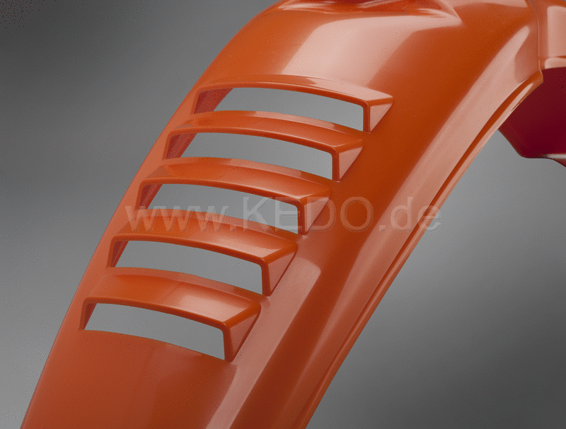 Kedo Replica Front Fender 'Export'  'El Toro Orange'  with venting slots (STD mounting holes for easy installation) | 50068
