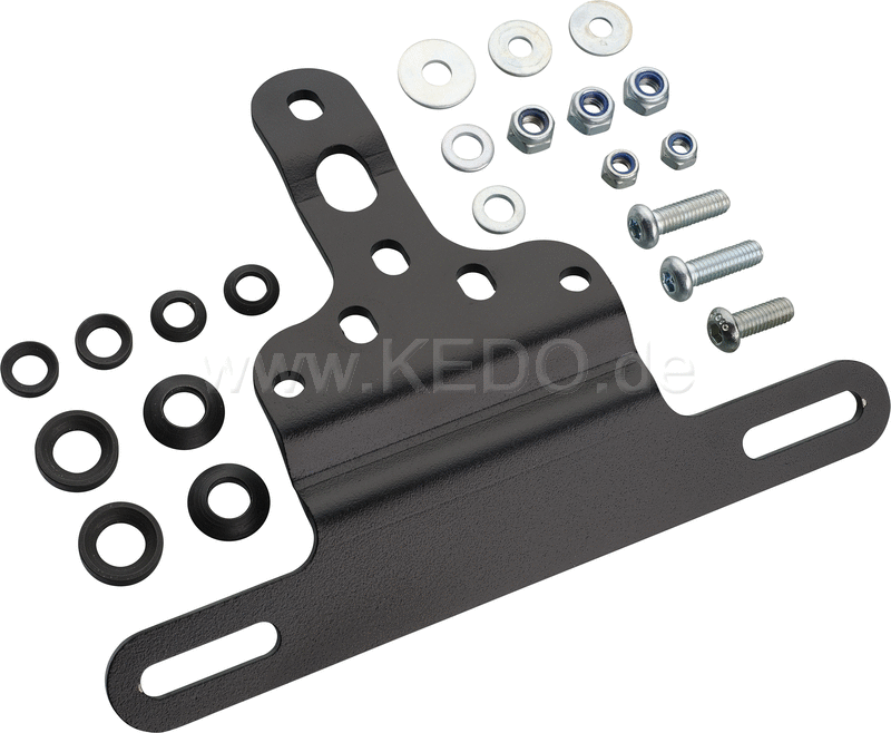 Kedo Mini License Plate Bracket for 'Euro-Size' License Plates  stainless steel  black + mounting material (-> strut item 50095 + 50096/50097 OPTIONALLY) | 50089