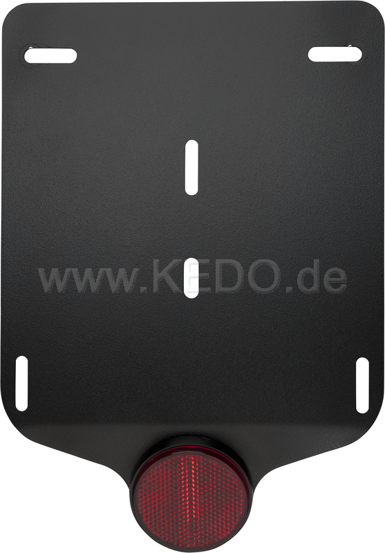Kedo License Plate Support with Round Rear Reflector  aluminum  black  incl mounting material  suitable for license plate bracket item 50 089th | 50096