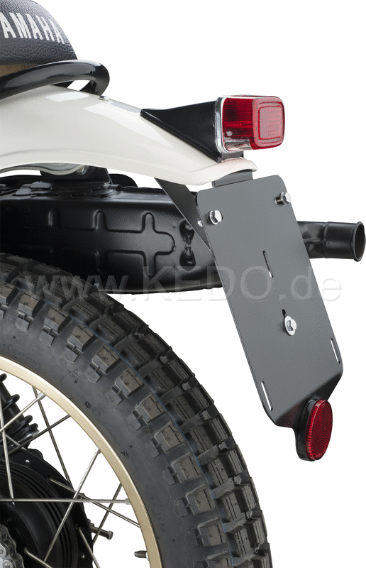 Kedo License Plate Support with Round Rear Reflector  aluminum  black  incl mounting material  suitable for license plate bracket item 50 089th | 50096