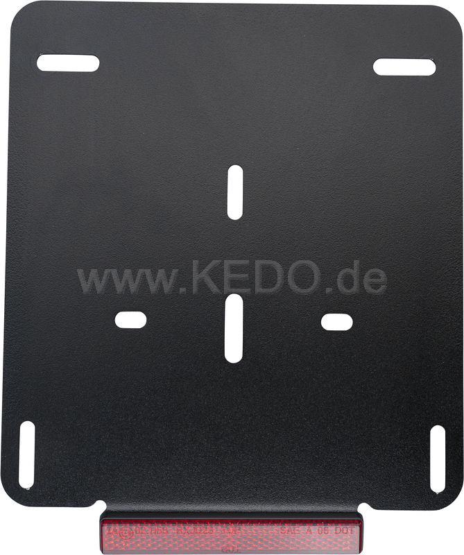 Kedo License Plate Support 180x200mm with Angular Rear Reflector  aluminum  black  incl mounting material  suitable for license plate bracket item 50 089th | 50097