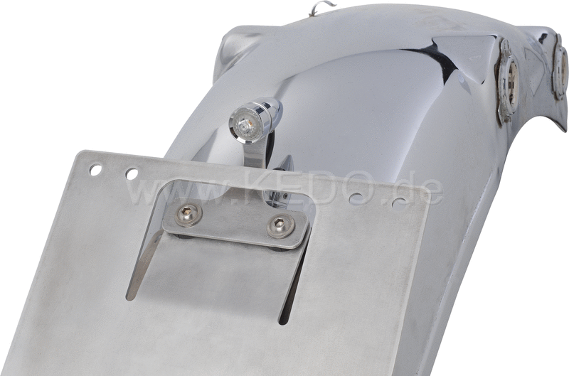 Kedo LED tail light 'Bullit'  chrome  incl aluminum bracket and mounting material  'E' approved. | 50116C