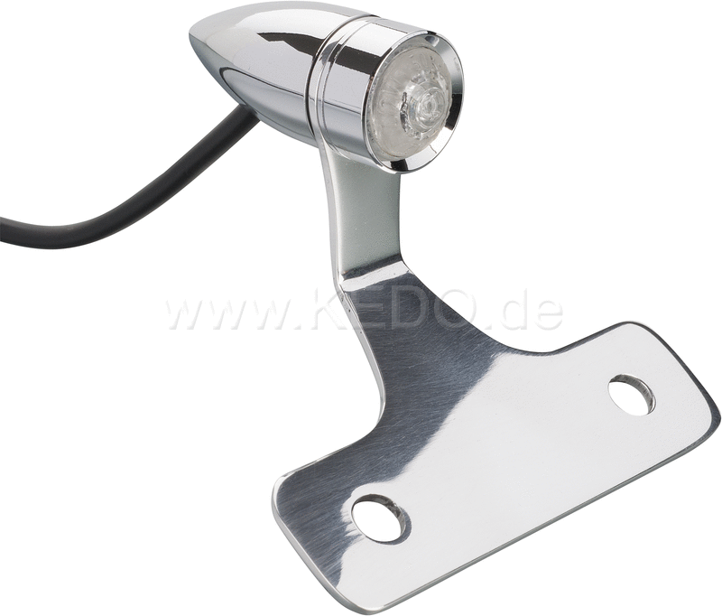 Kedo LED tail light 'Bullit'  chrome  incl aluminum bracket and mounting material  'E' approved. | 50116C
