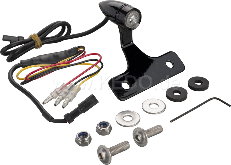 Kedo LED tail light 'Bullit'  black  including black aluminum bracket and mounting material  'E' approved. | 50116S