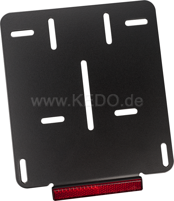 Kedo License Plate Holder for Euro License Plate 18x20cm  2mm aluminum black coated  including e-approved reflector | 50149