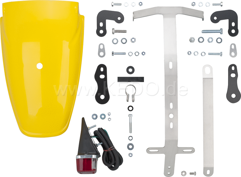 Kedo TT-style Fender conversion  complete incl TT500- 'Comp.. Yellow 'fender  taillight  license plate bracket and INDICATOR (50097 pad recommended) | 50183-CY