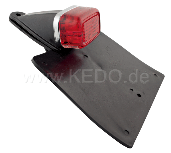 Kedo Taillight with Rubber Base Plate for License Plate (Taillight with Inner Reflector  'E-Marked  incl bulb BAY15d  12V) | 50499