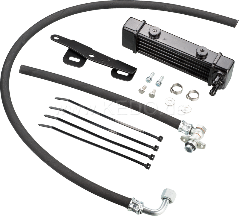 Kedo Oil Cooler Kit SLIM  small and effective  complete set ready to install incl mounting kit and oil lines  optional matching accessories available. | 50605