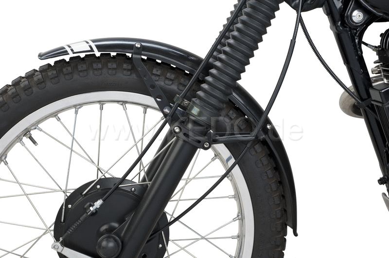 Kedo Trial Front Fender style engine  black  not drilled  free positionable  including black aluminum brackets & clamps  2x decals. | 50769S