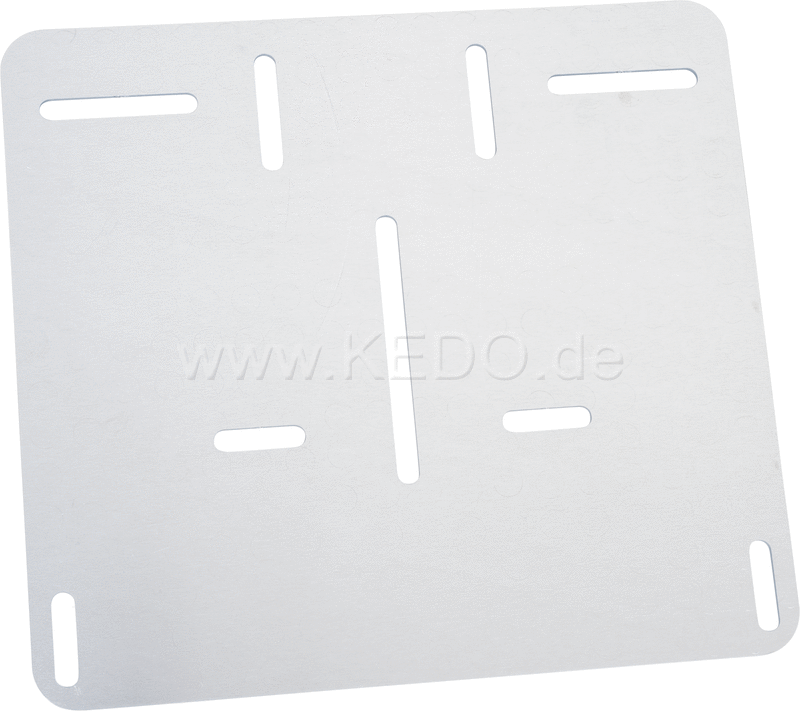 Kedo License Plate Reinforcement Plate for Euro license plate 22x20cm  aluminum 2mm  rounded  univ mounting thanks to various lasered mounting holes. | 60221