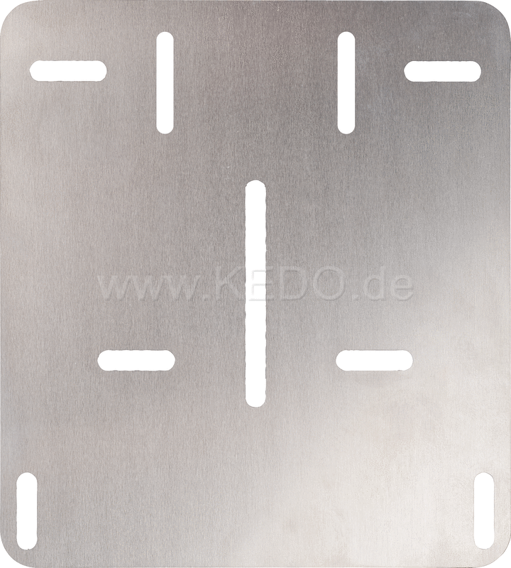 Kedo License Plate Reinforcement Plate for Euro license plate 18x20cm  aluminum 2mm  rounded  univ mounting thanks to various lasered mounting holes. | 60224