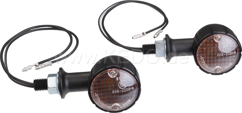 Kedo Bullet Indicator Arizona  1 pair  milled aluminum housing  black  diameter approx. 37mm  e-approved 12V  20mm stem with M10 thread | 60227
