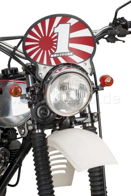 Kedo Race Number Plate 'Six Days'  aluminum  w / black stainless steel brackets  suitable for original brackets and headlight (incl 2 stickers.) | 60401