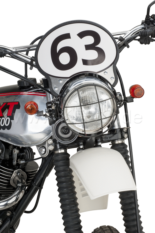 Kedo Race Number Plate 'Six Days'  aluminum  w / black stainless steel brackets  suitable for original brackets and headlight (incl 2 stickers.) | 60401