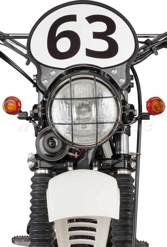 Kedo Starting Number Plate 'Six Days'  aluminum  with stainless steel brackets black  suitable for original headlight and -brackets (incl 2 stickers.) | 60404