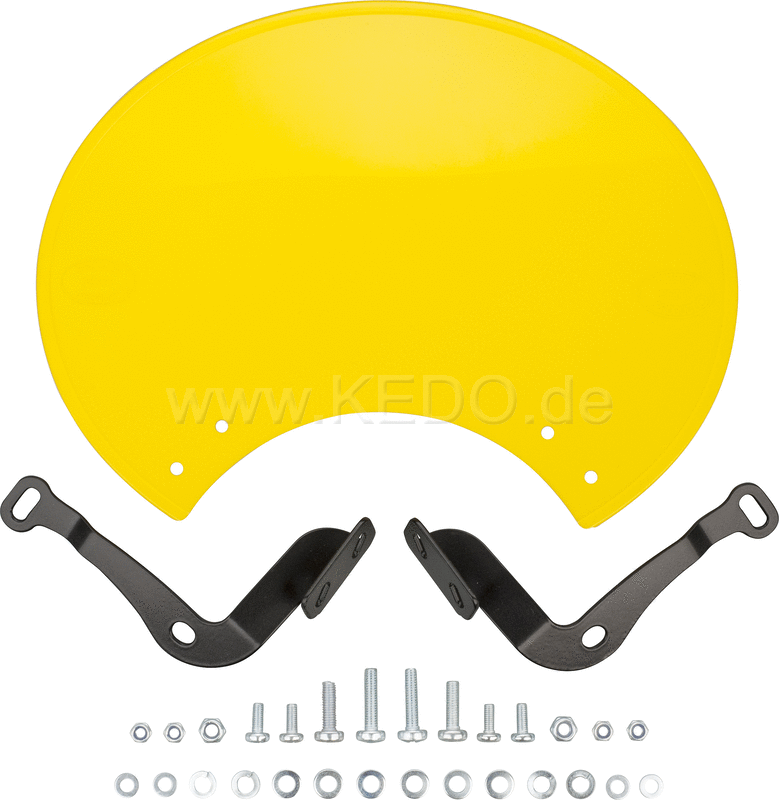Kedo Number Plate 'Six Days'  Preston Petty plastic yellow  ready to mount with black stainless steel brackets  for original headlight brackets  tilt +/-. | 60405G