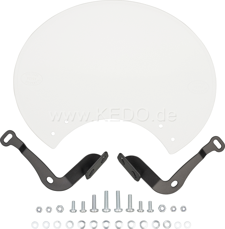 Kedo Number Plate 'Six Days'  Preston Petty plastic white  ready to mount with black stainless steel brackets  for original headlight brackets  tilt +/-. | 60405W