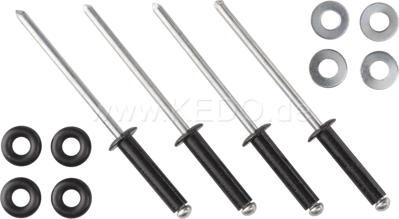 Kedo Rivet Set  Black  compl. with O-ring + Washers  for Sprocket Cover Repair  12 Pcs. | 60610S
