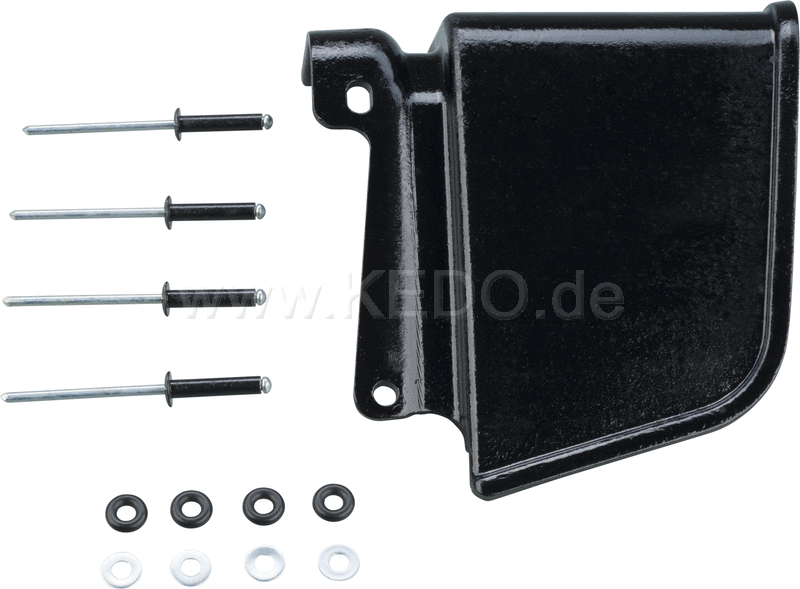 Kedo Plastic Sprocket Cover Extension  is riveted to the sprocket cover on German XT  ABS colored black  including black rivets.. | 60612