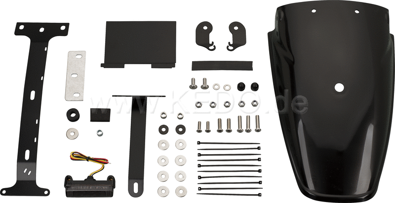 Kedo TT-Style Rear Conversion  fender plastic through black-dyed  mounting material incl complete LED taillight  lens smoke  e-approved | 62034-YB-B