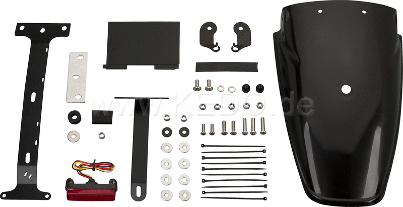 Kedo TT-Style Rear Conversion  fender plastic through black-dyed  mounting material incl complete LED taillight  red lens  e-approved | 62034-YB-R