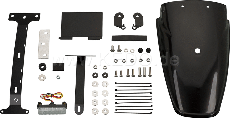 Kedo TT-Style Rear Conversion  fender plastic through black-dyed  mounting material incl complete LED taillight  clear lens  e-approved | 62034-YB-T