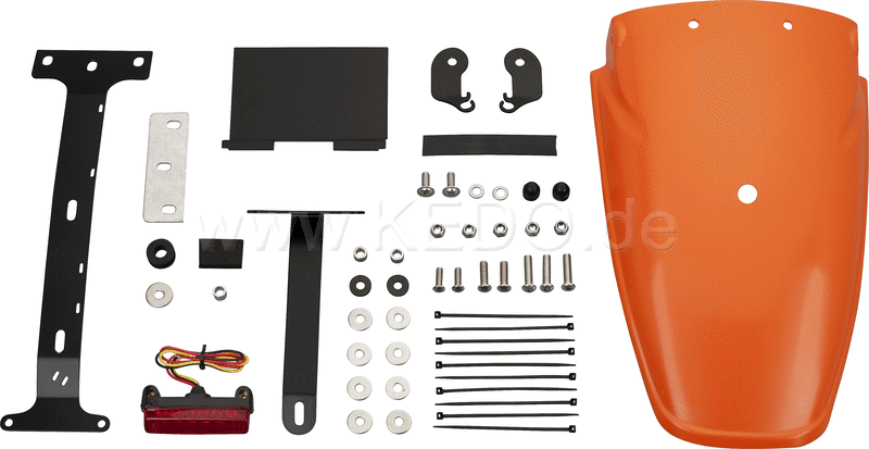Kedo TT-Style Rear Conversion  fender orange plastic through-dyed  mounting material incl complete LED taillight  red lens  e-approved | 62034-YO-R