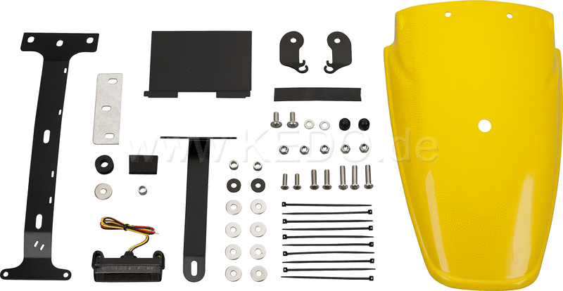 Kedo TT-Style Rear Conversion  fender plastic yellow through-dyed  mounting material incl complete LED taillight  lens smoke  e-approved | 62034-YY-B
