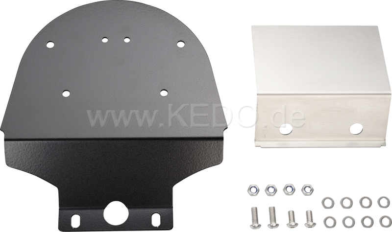 Kedo fenderless Rear Section  cover plate aluminum coated  recommended for conversion to swingarm license plate bracket item 62026 | 62037