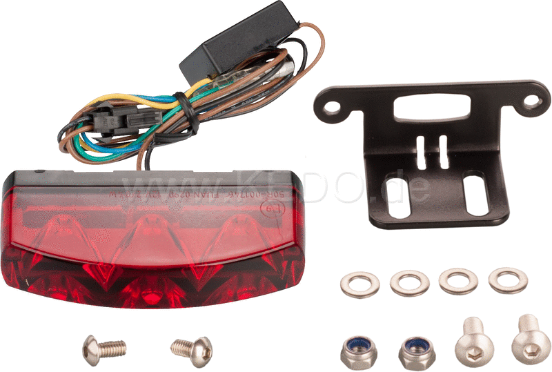 Kedo LED Taillight MT-style  red lens  with stainless steel bracket  suitable for fenderless Tail Section item 62037  e-approved | 62038R