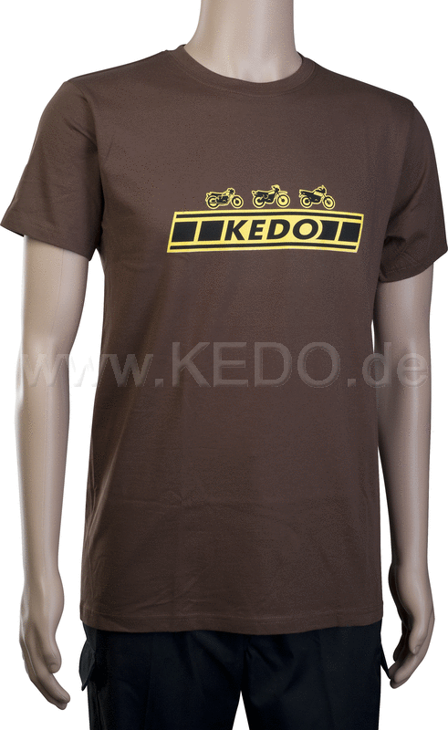 Kedo T-Shirt 'KEDO'  size S  cotton brown with yellow print (180g / m² cotton)  100% | 70013S-BG